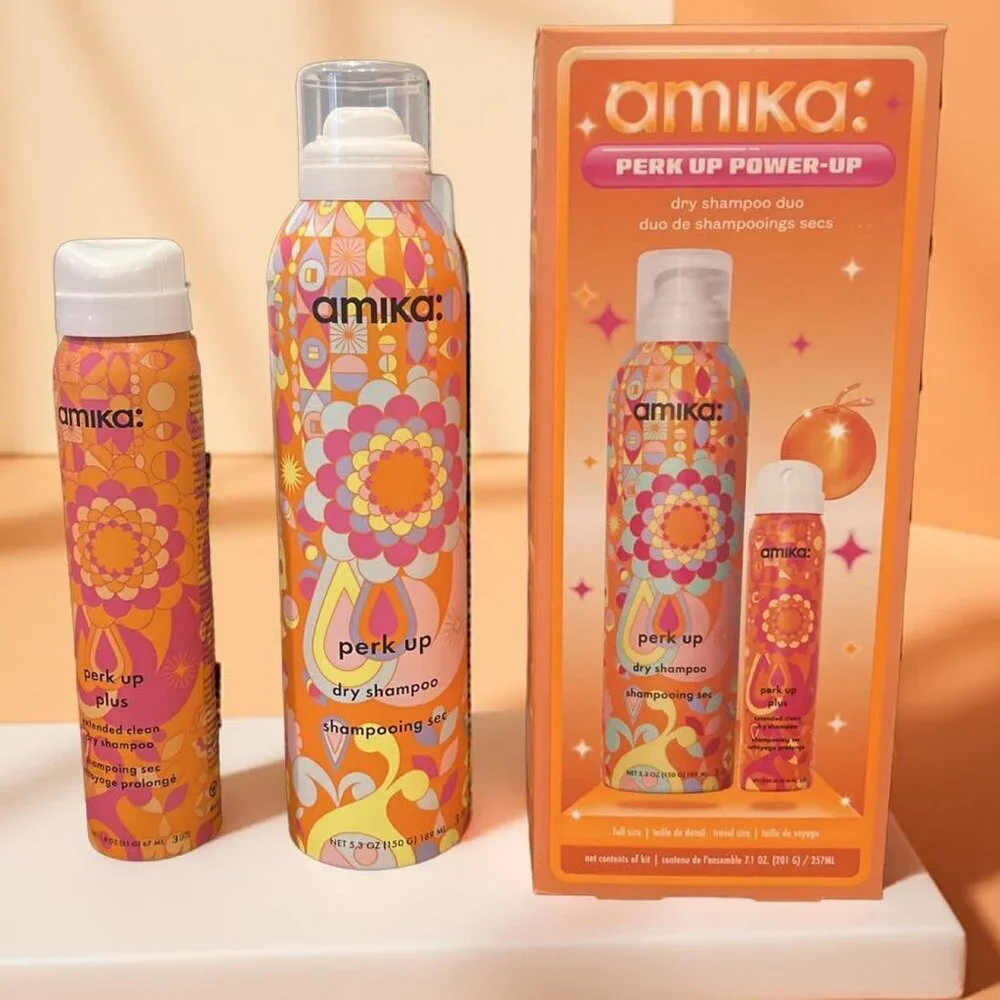 Amika Perk Up Power Up Dry Shampoo 5.3 oz and Dry Shampoo Plus 1.8 oz